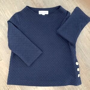 Sara Campbell Navy Quilted Long Sleeve Top, Size M